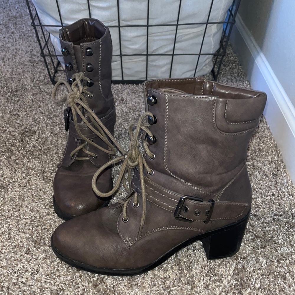 Taupe heeled boots
